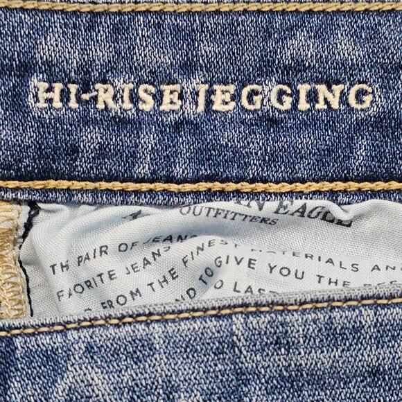 American Eagle Jeggings Womens Size 8 Blue Distressed Denim Casual Super Stretch - Picture 10 of 15